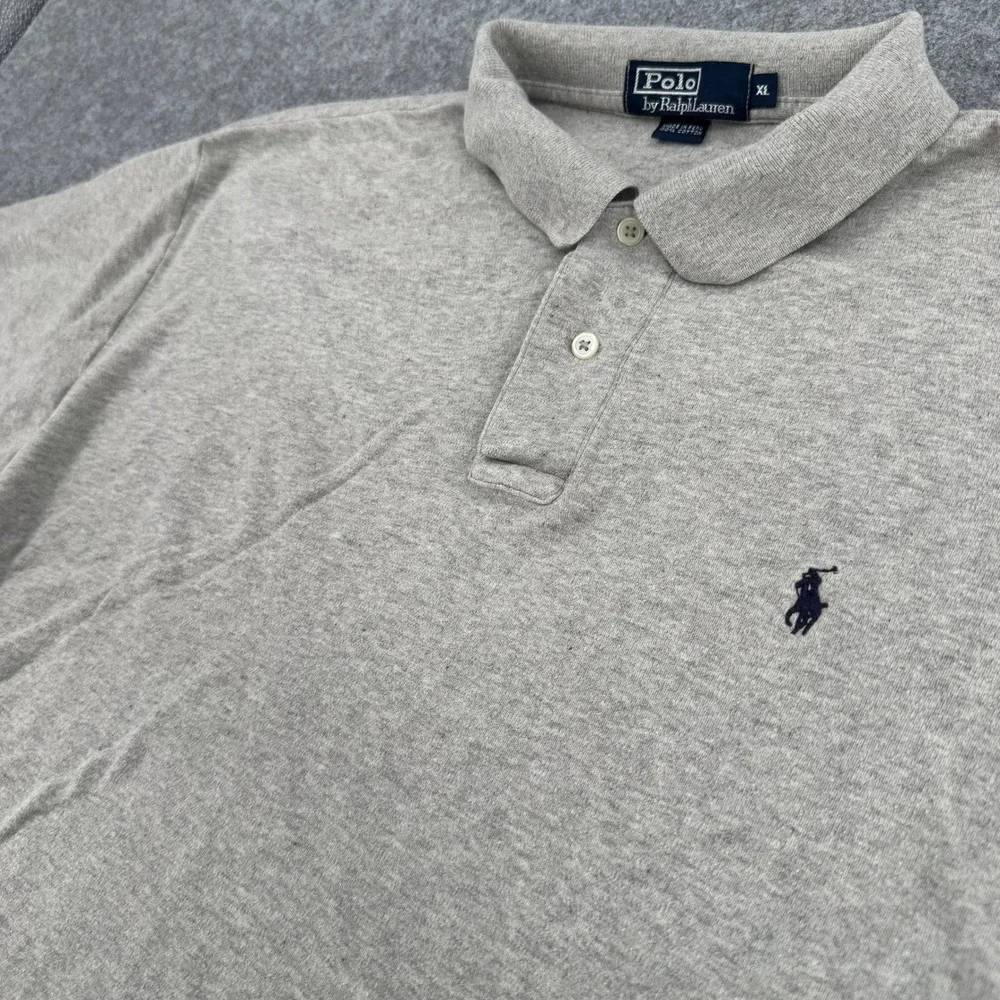 Polo Ralph Lauren Mens XL Heather Grey Short Sleeve Cotton Pony Logo Polo Shirt